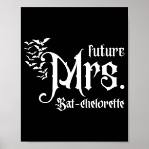 Gothic Future Mrs Bride Matching Bat Bachelorette Poster