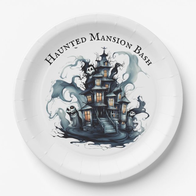 Gothic Gala: Haunted Mansion Bash Paper Plate (Front)