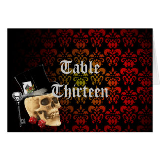Gothic gambler skull table number card