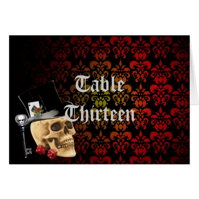 Gothic gambler skull table number card (Front Horizontal)