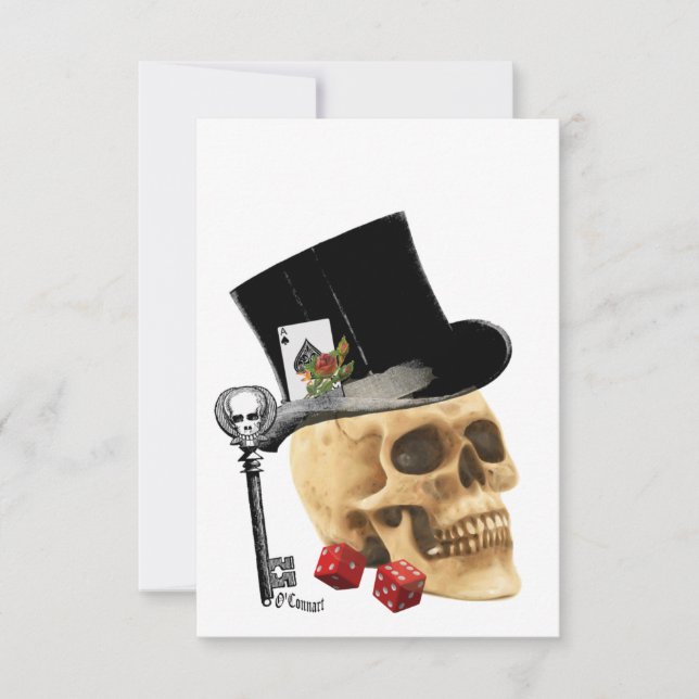 Gothic gambler skull tattoo design (Front)