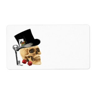 Gothic gambler skull tattoo design