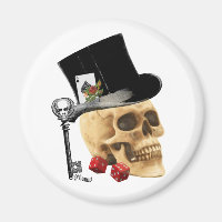 Gothic gambler skull tattoo design