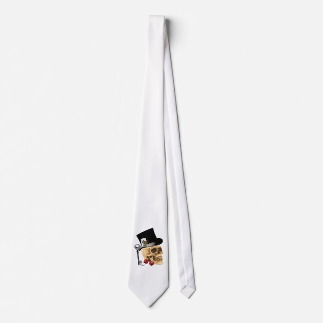 Gothic gambler skull tattoo design tie (Front)