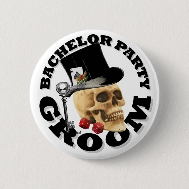 Gothic gambling grooms bachelor party 6 cm round badge (Front)