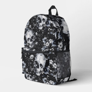 Gothic Garden Skulls and Floral Goth Summer Printed Backpack