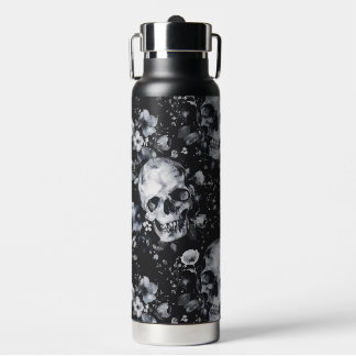 Gothic Garden Skulls and Floral Goth Summer Water Bottle