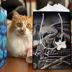 Gothic Gargoyle Cat Dark Fantasy Castle Medium Gift Bag