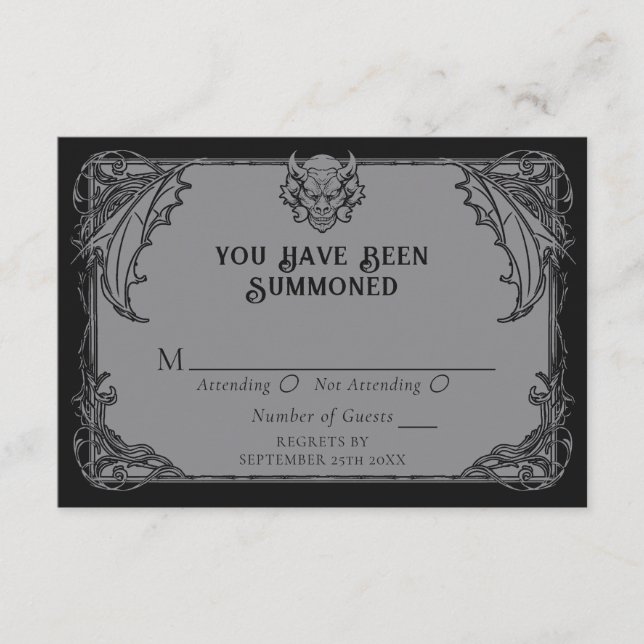 Gothic Gargoyle Wedding RSVP Enclosure Card (Front)