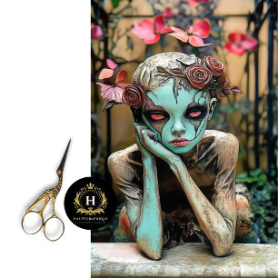 Gothic Gargoyle with Rose Headpiece Decoupage  Tissue Paper