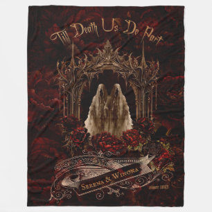 Gothic Ghost Couple Dark Flower  Fleece Blanket