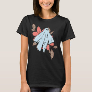 Gothic Ghost Floral Fall Autumn Women's Halloween T-Shirt