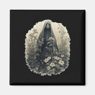 Gothic Ghost In The Forest Vintage Floral Ghost Ha Magnet