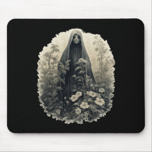 Gothic Ghost In The Forest Vintage Floral Ghost Ha Mouse Pad