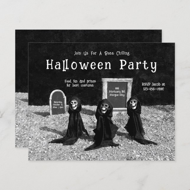 Gothic Ghouls In Cemetery Halloween Party Budget (Front/Back)