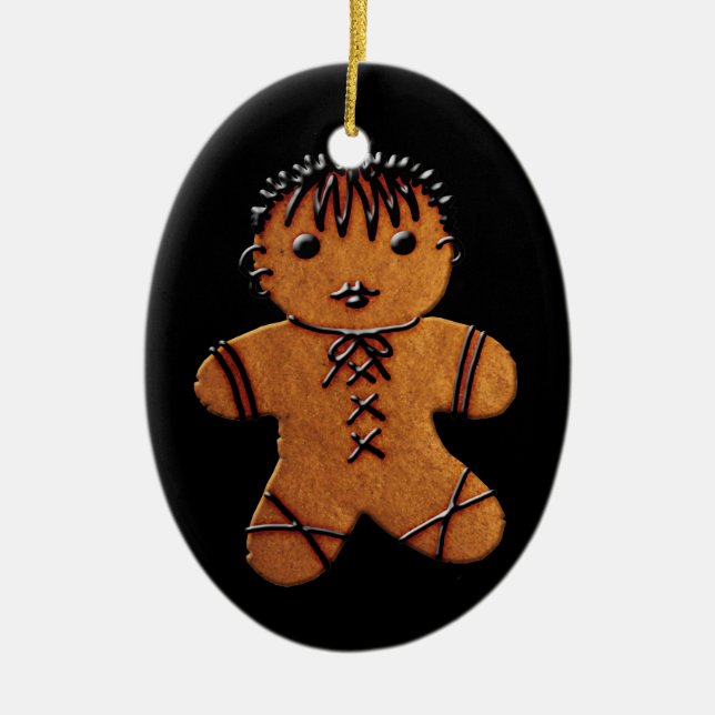 Gothic Gingerbread Cookie Ceramic Tree Decoration (Front)
