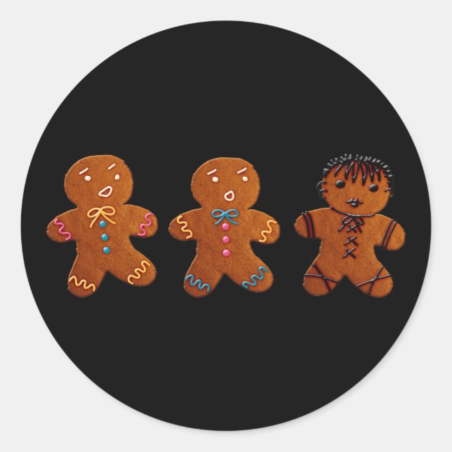 Gothic Gingerbread Man Classic Round Sticker (Front)