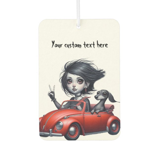 Gothic Girl and Dachshund Car Air Freshener (Front)