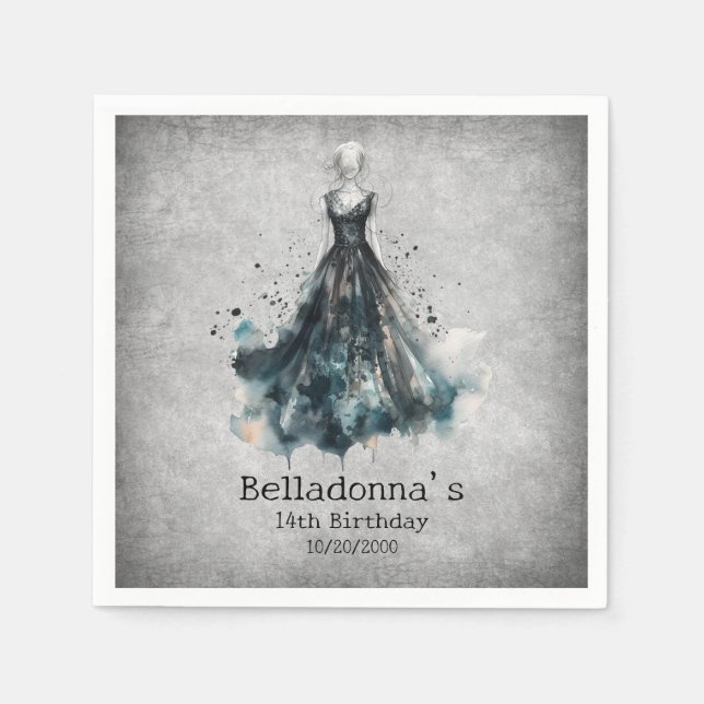 Gothic Girl Birthday Napkin (Front)