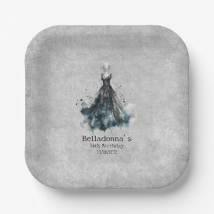 Gothic Girl Birthday Paper Plate