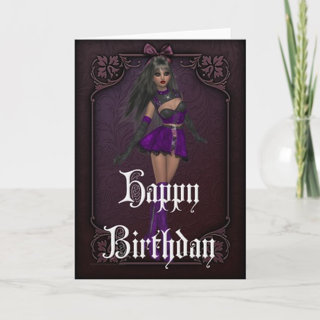 Gothic Girl Design 4 Happy Birthday Card (Front)