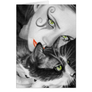 Gothic Girl Kitty Card