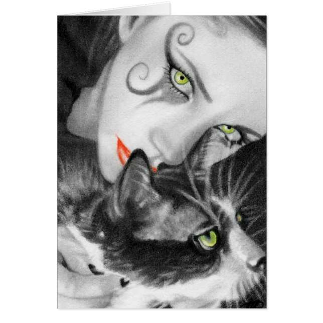 Gothic Girl Kitty Card (Front)
