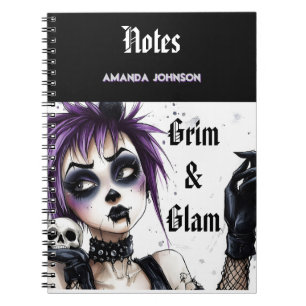 Gothic Girl Portrait - Grim & Glam Notebook