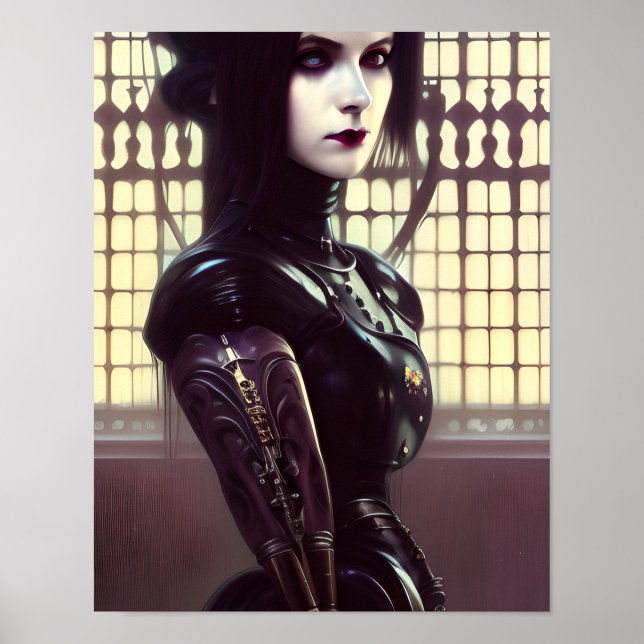 Gothic Girl Steampunk Different Coloured Eyes Poster (Front)
