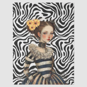 Gothic Girl Vintage Florals & Raven Decoupage Tissue Paper