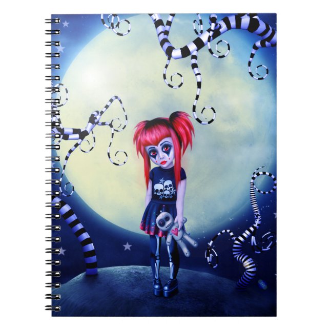 Gothic girl voodoo doll and creepy vines notebook (Front)
