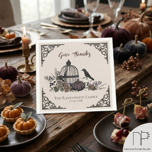 Gothic Give Thanks Birdcage Napkin