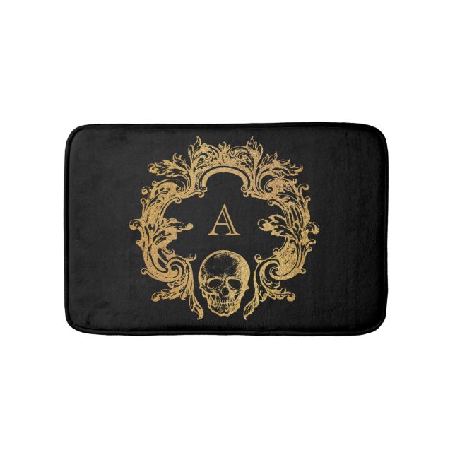 Gothic Glam | Bath Mat | Gold Skull Monogram (Front)