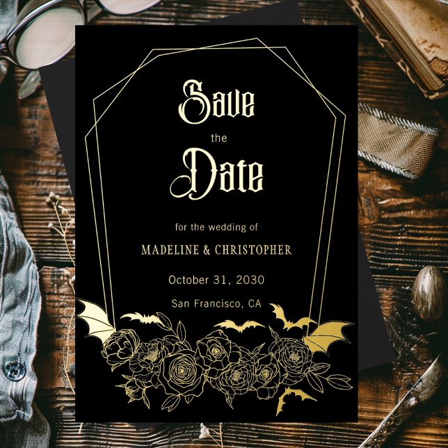 Gothic Glam Black Wedding Save the Date (Creator Uploaded)