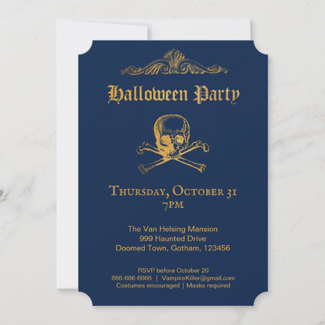 Gothic Glam | Invitations | Dark Blue (Front)