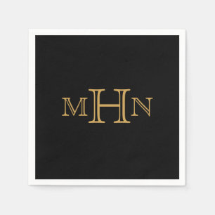 Gothic Glam   Paper Napkins   Gold Monogram