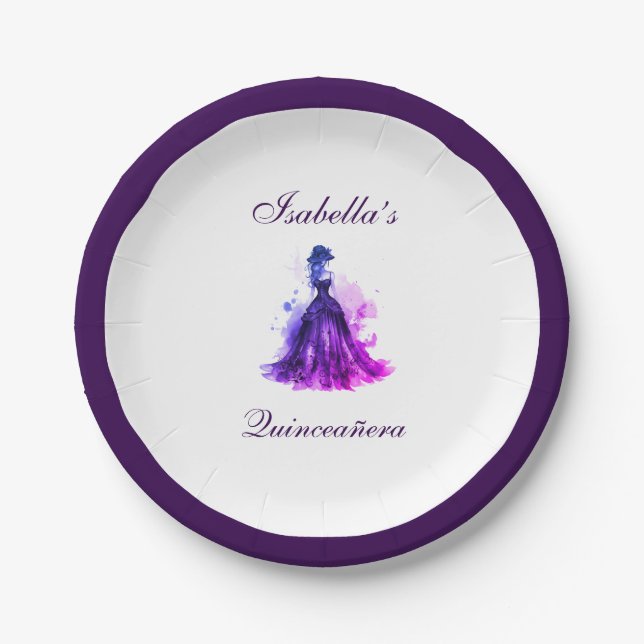 Gothic Glam Quince purple dress Paper Plate (Front)