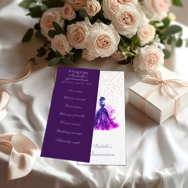 Gothic Glam Quince purple program Quinceañera Programme (Creator Uploaded)