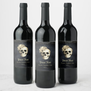Gothic Glam Skull Halloween Party  Wine Label