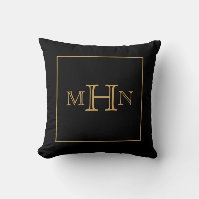 Gothic Glam | Throw Pillow | Monogram | Black (Front)
