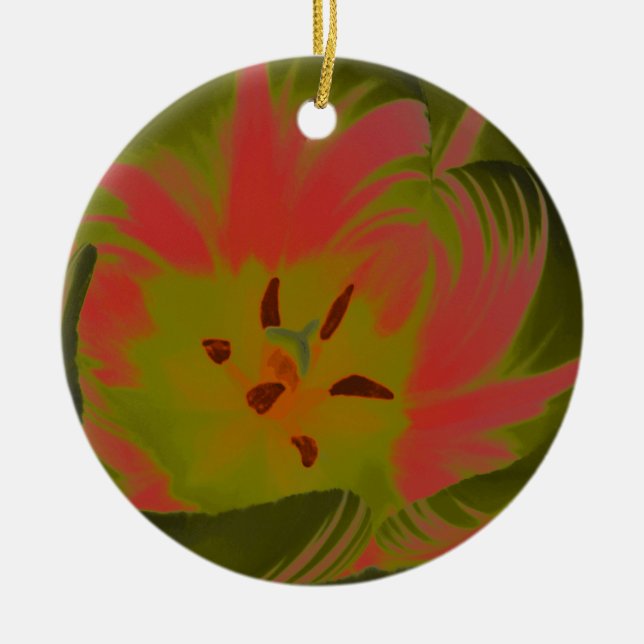 Gothic Gloomy Red Tulip Custom Birthday Ceramic Tree Decoration (Front)