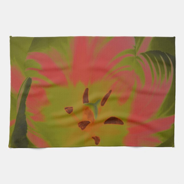 Gothic Gloomy Red Tulip Kitchen Towel (Horizontal)