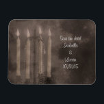 Gothic Glow Candle Light Roses Wedding Magnet<br><div class="desc">This beautiful wedding set comes in classic grey and red and a softly tinted sepia tone. Featuring faded candles in a vintage wrought iron candelabra with hanging crystals and three deep red roses on a ghostly clouded background. Beautiful for a Halloween wedding.</div>