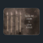 Gothic Glow Candle Light Roses Wedding Magnet<br><div class="desc">This beautiful wedding set comes in classic grey and red and a softly tinted sepia tone. Featuring faded candles in a vintage wrought iron candelabra with hanging crystals and three deep red roses on a ghostly clouded background. Beautiful for a Halloween wedding.</div>