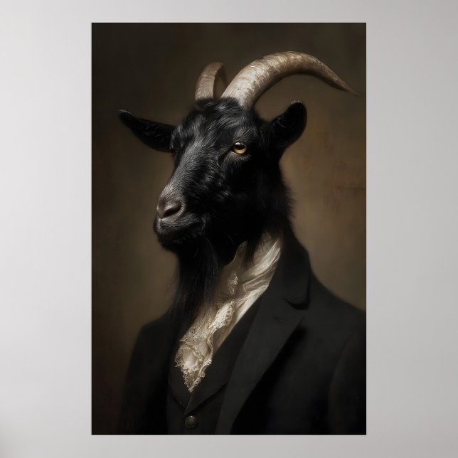 Gothic Goat Art Print Victorian Dark Academia (Front)