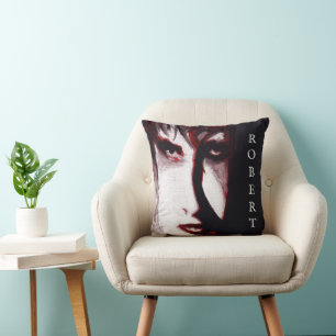 Gothic God Post Punk Goth Music Man Portrait Art Cushion