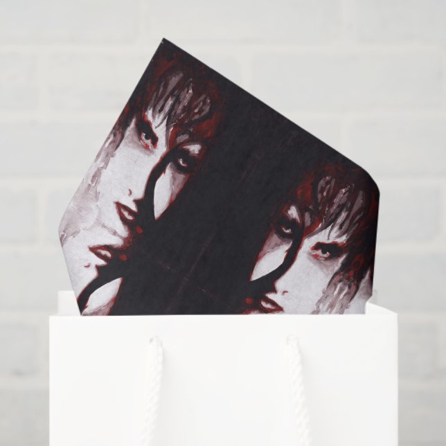 Gothic God Post Punk Goth Music Man Portrait Art Tissue Paper (Gift Bag)