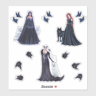 Gothic goddess and wolf art by Renee Lavoie