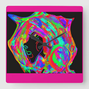 Gothic Goddess with Horned Headdress Square Wall Clock