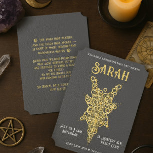 Gothic Gold Bachelorette Tarot Party Invitation 